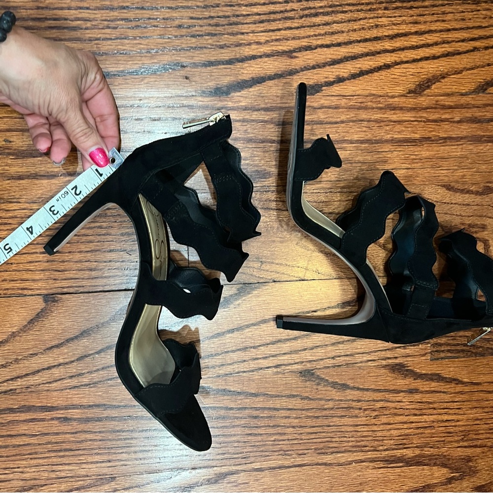 Jessica Simpson Black Suede Heels with Strappy Design - Picture 4 of 7